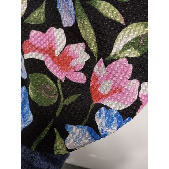 Isaac Mizrahi Live Womens Blouse Top Size 14 Black Floral Long Sleeve Whimsygoth - Picture 7 of 11